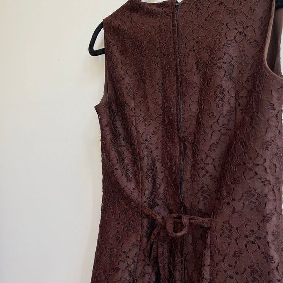 Brown Lace Mini Shift Dress - Small - Picture 9 of 11